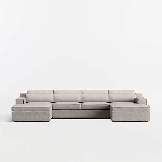 Soho 3-Piece U-Shaped Sectional Sofa with Double Chaise Lounge