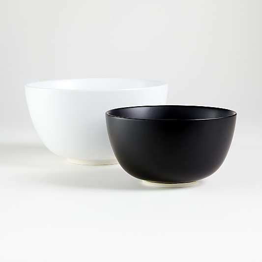 Shaillee Matte Black and White Mixing Bowls, Set of 2