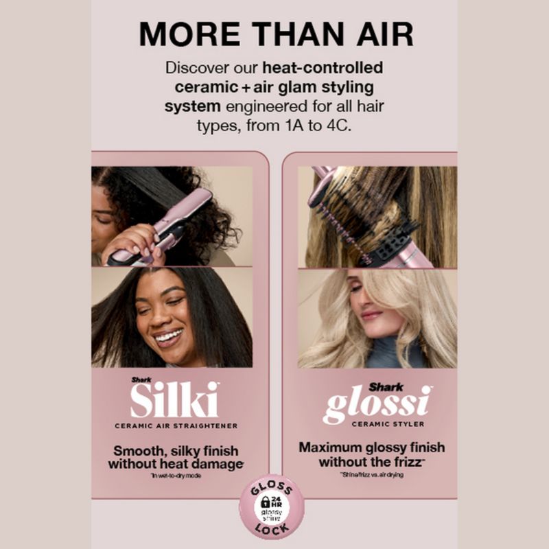 Shark Glam™ 5-in-1 Air Styler & Straightener With Diffuser in Pink - image 3 of 10