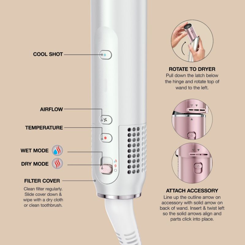 Shark Glam™ 5-in-1 Air Styler & Straightener With Diffuser in Pink - image 5 of 10