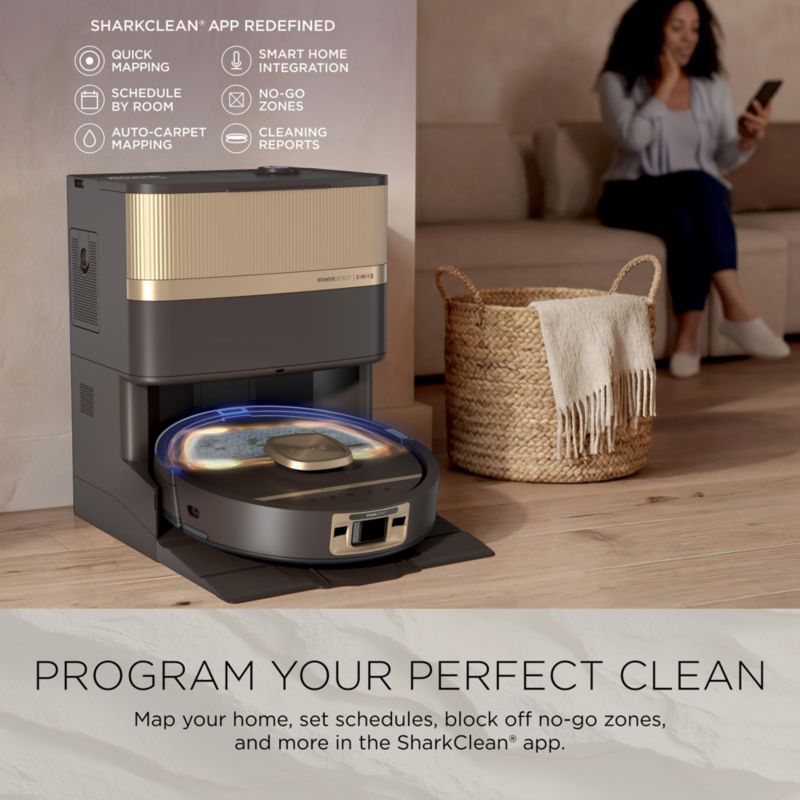 Shark ® Luxe™ PowerDetect 2-in-1 Robot Vacuum and Mop with NeverTouch Pro Base in Ivory - image 4 of 10