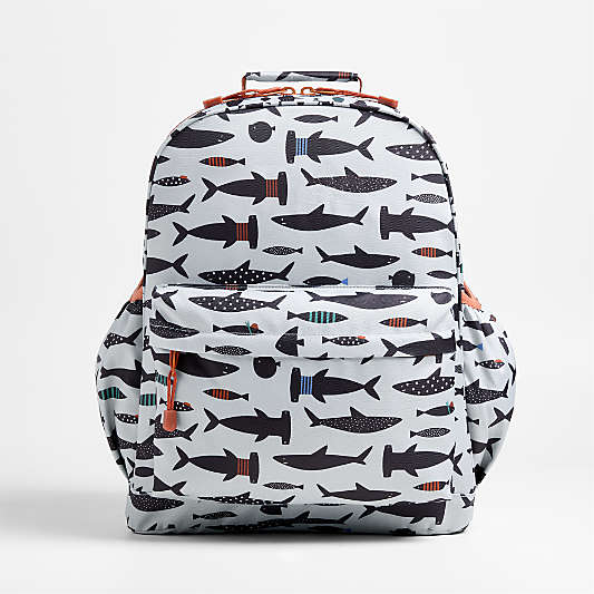 Shark School Large Kids Backpack with Side Pockets