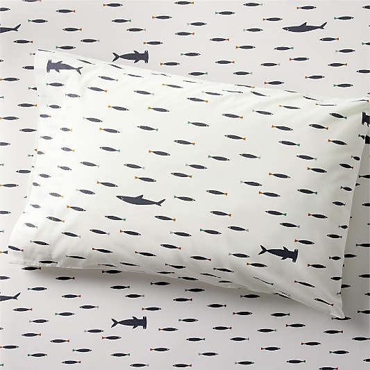 Stay Cool Shark School Organic Cotton Percale Kids Pillowcase