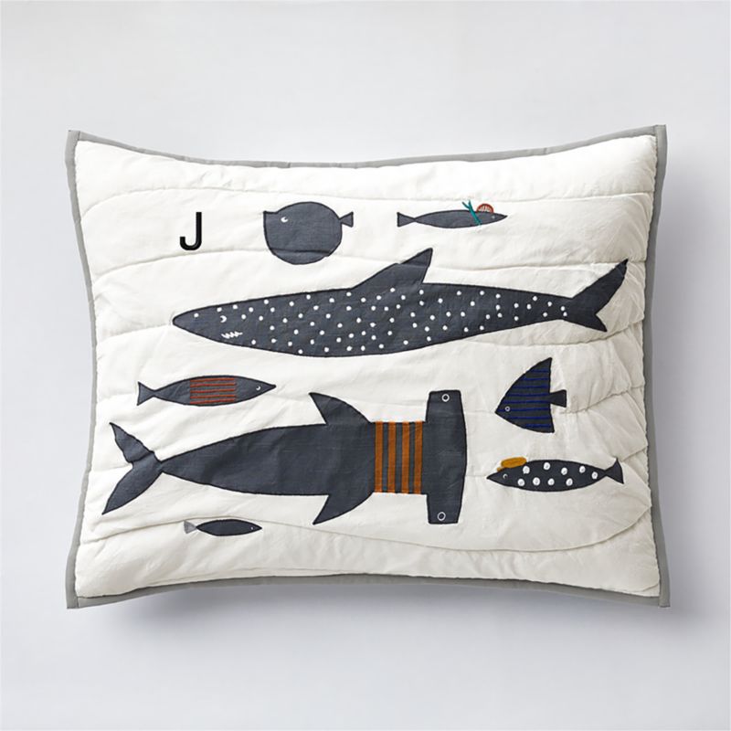 Shark School Embroidered Cotton Kids Pillow Sham