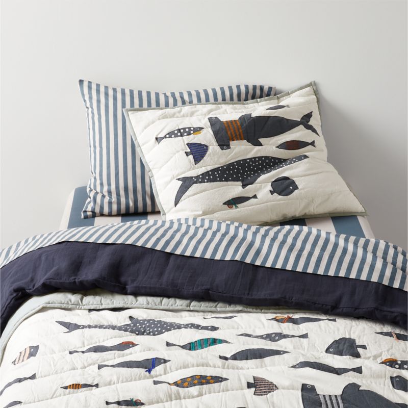 Shark School Embroidered Cotton Kids Twin Quilt - image 2 of 12