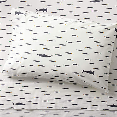 Stay Cool Shark School Organic Cotton Percale Kids Twin Sheet Set