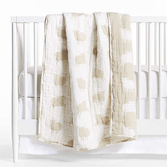 Supersoft Pampas Ivory Organic Cotton Gauze Baby Crib Fitted Sheet