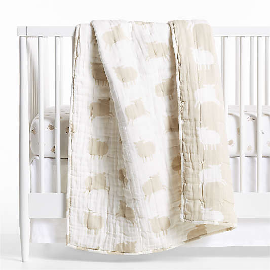 Supersoft Sheep Organic Cotton Gauze Reversible Baby Crib Quilt