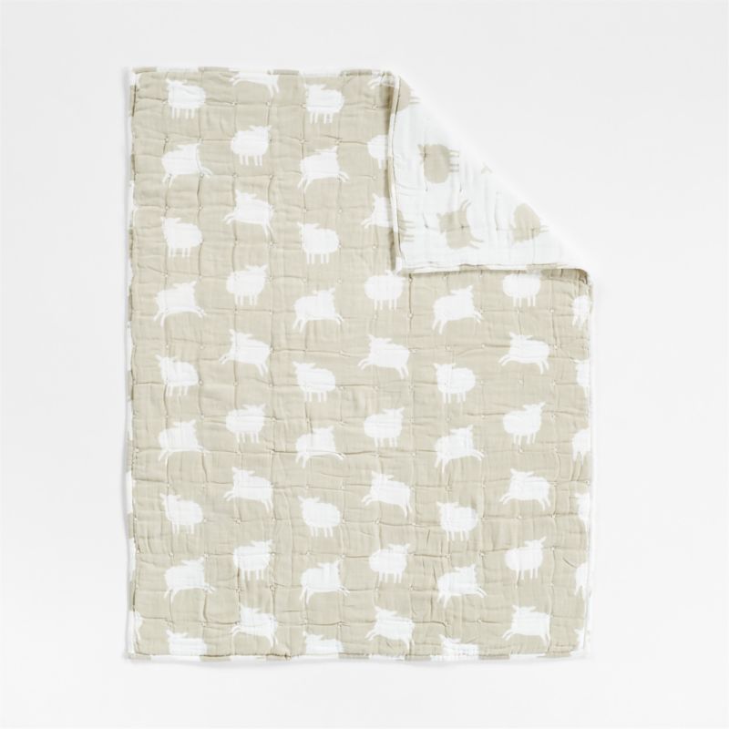 Supersoft Sheep Organic Cotton Gauze Reversible Baby Crib Quilt - image 6 of 8