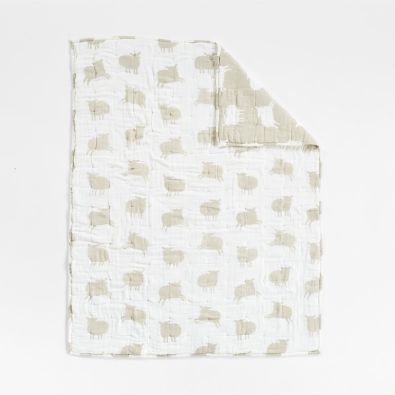 Supersoft Sheep Organic Cotton Gauze Reversible Baby Crib Quilt - image 5 of 8