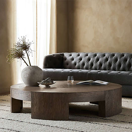 Sheffield Brown Wood 60" Round Coffee Table