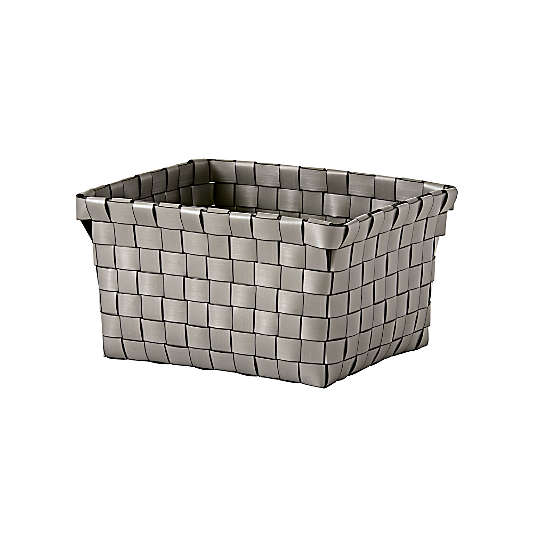 Strapping Woven Grey Shelf Basket