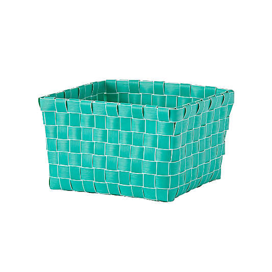 Strapping Woven Teal Shelf Basket