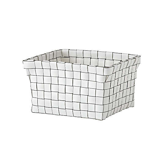 Strapping Woven White Shelf Basket