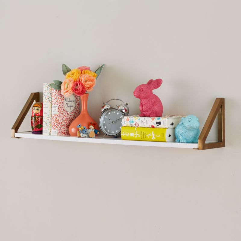 White And Gold Wall Shelf Reviews, White Wall Shelves With Gold Brackets