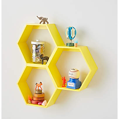 Honeycomb Yellow Hexagon Shelf, How To Make Hexagon Honeycomb Shelving Units