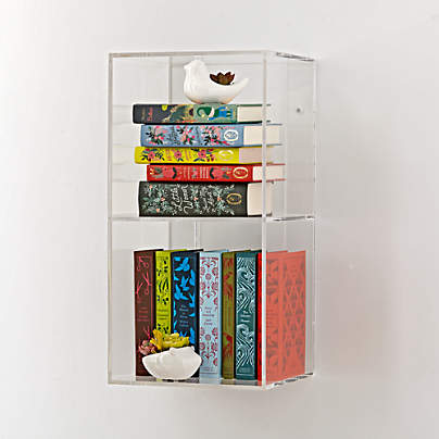 Now You See It Clear Acrylic 2-Bin Floating Shelf Bookcase