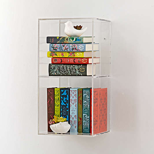 Now You See It Clear Acrylic 2-Bin Floating Shelf Bookcase