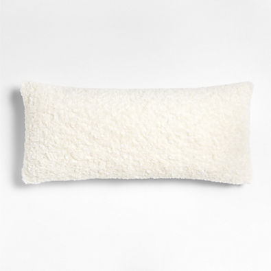 View Ivory 36"x16" Sherpa Faux Fur Throw Pillow with Feather Insert details