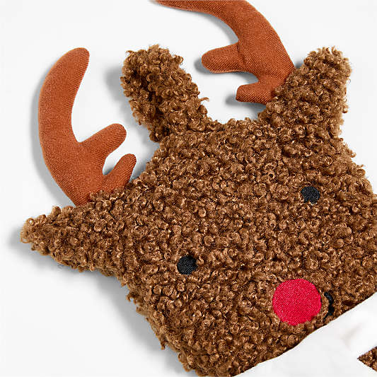 Sherpa Reindeer Kids Christmas Stocking