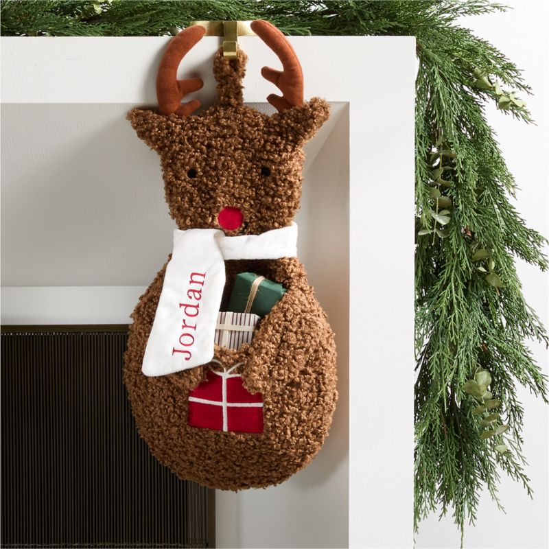 Sherpa Reindeer Kids Christmas Stocking - image 0 of 10