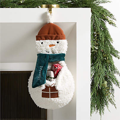 Sherpa Snowman Kids Christmas Stocking