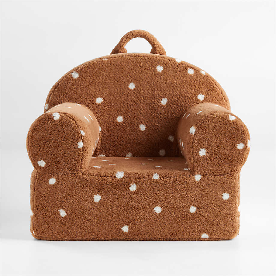 Large Caramel Sherpa Polka Dot Personalized Kids Lounge Nod Chair