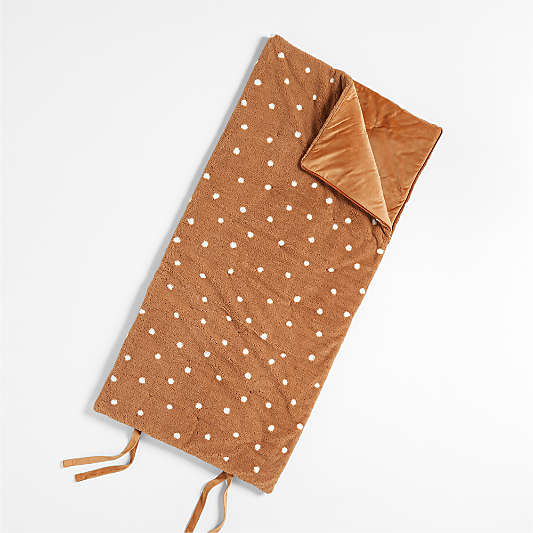 Caramel Sherpa Polka-Dot Kids Sleeping Bag