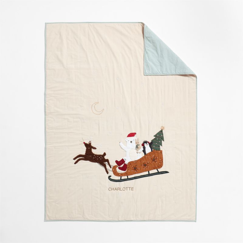 Sherpa Santa Bear Embroidered Kids Christmas Twin Quilt - image 4 of 8