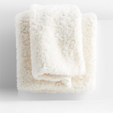 View Ivory 70"x55" Sherpa Faux Fur Throw Blanket details