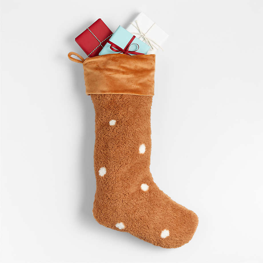Caramel Sherpa Polka-Dot Kids Christmas Stocking