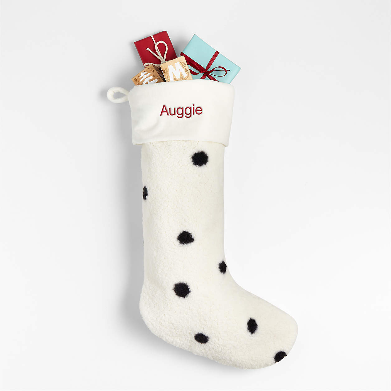 Cream Sherpa PolkaDot Kids Christmas Stocking Crate & Kids