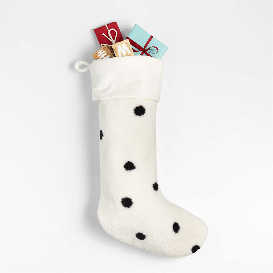 Cream Sherpa Polka-Dot Kids Christmas Stocking