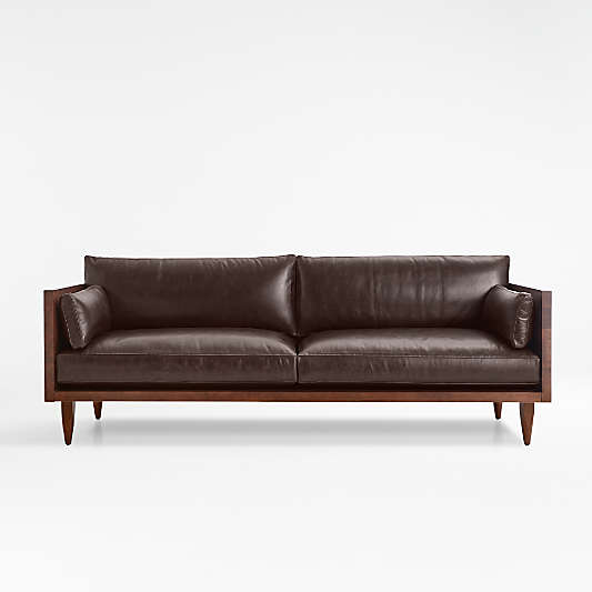 Sherwood Leather 2-Seat Exposed Wood Frame Sofa