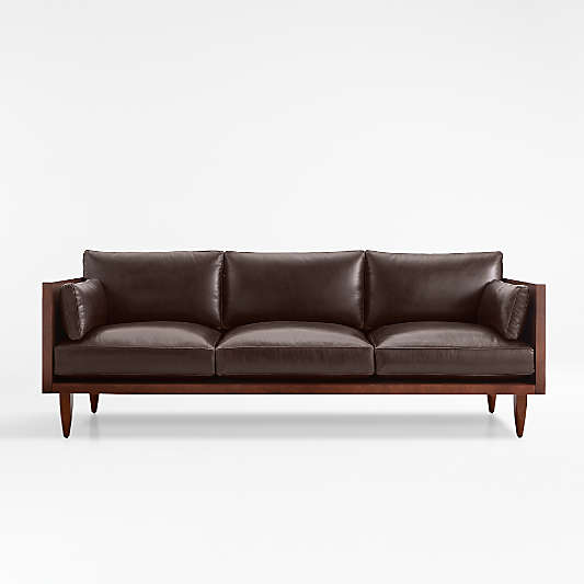 Sherwood Leather 3-Seat Exposed Wood Frame Sofa