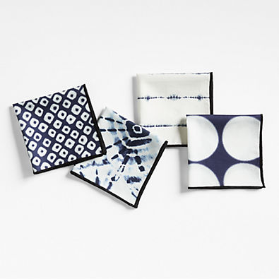 View Blue Shibori Cocktail Napkins, Set of 4 details