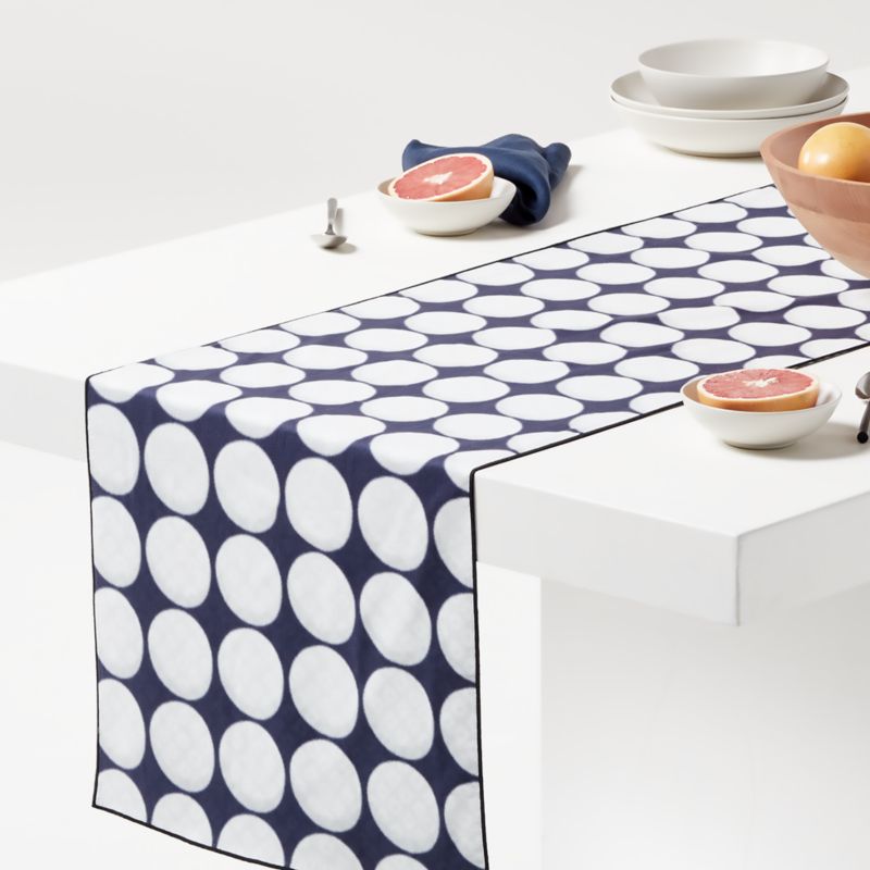 Shibori 120" Reversible Blue Table Runner - image 1 of 3