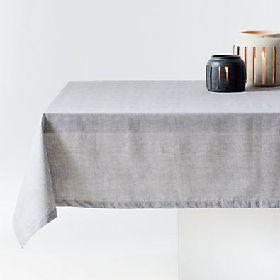 View Shiloh Stone Grey Easy-Care Tablecloth 60"x90" details