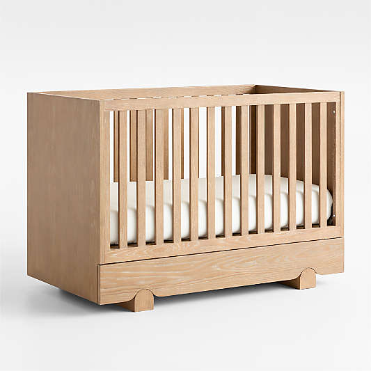 Shiloh Hazelnut Brown Wood Convertible Baby Crib with Storage