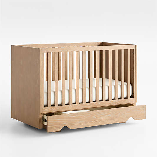 Shiloh Hazelnut Brown Wood Convertible Baby Crib with Storage