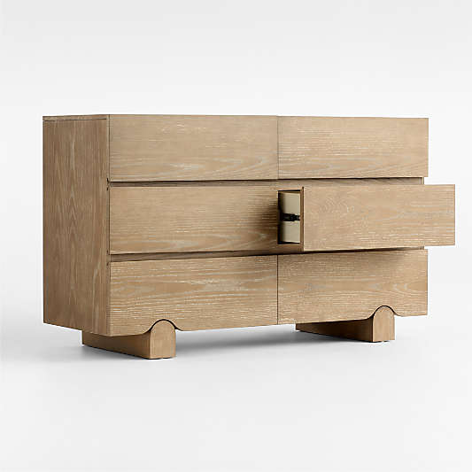 Ellis 52" Hazelnut Brown Wood Wide 6-Drawer Kids Dresser