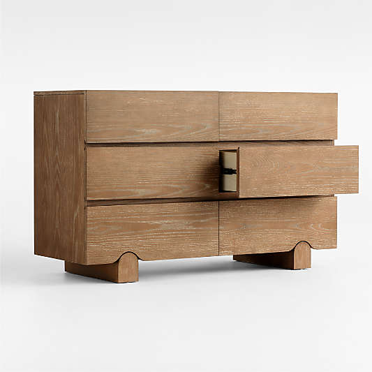 Ellis 52" Hazelnut Brown Wood Wide 6-Drawer Kids Dresser