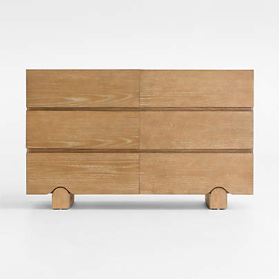 Shiloh 52" Hazelnut Brown Wood Wide 6-Drawer Kids Dresser