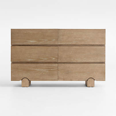 Ellis 52" Hazelnut Brown Wood Wide 6-Drawer Kids Dresser