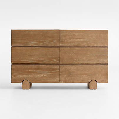 Ellis 52" Hazelnut Brown Wood Wide 6-Drawer Kids Dresser
