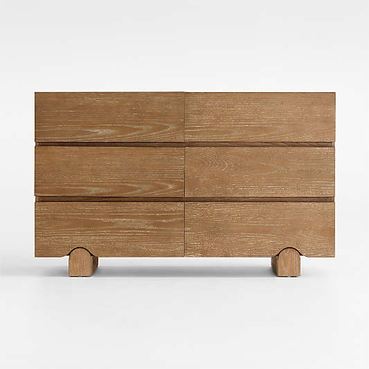 Ellis 52" Hazelnut Brown Wood Wide 6-Drawer Kids Dresser