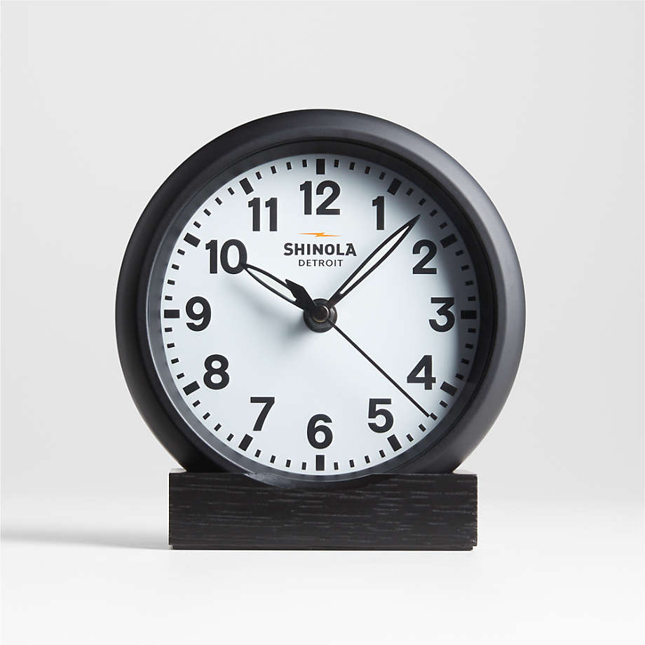 Shinola Runwell Black & White Desk Clock Crate & Barrel