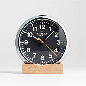 Crate&Barrel クレートアンドバレル 置き時計　シャイノラ Shinola Runwell Chrome & Black Wall Clock + Reviews | Crate & Barrel