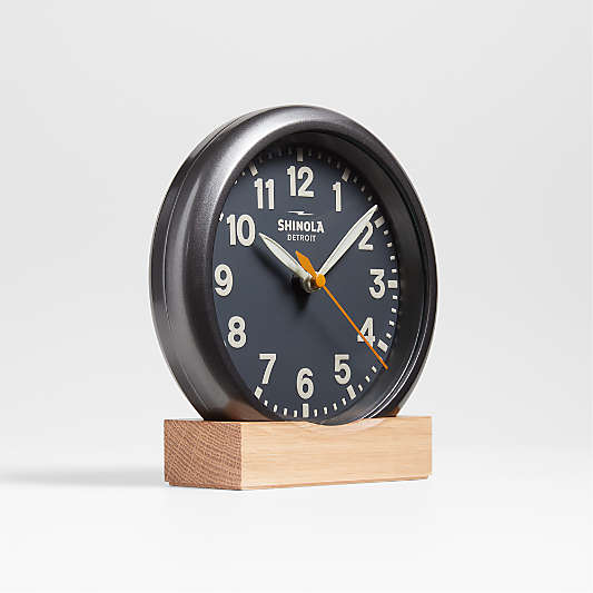 Shinola Runwell Gunmetal Grey Desk Clock