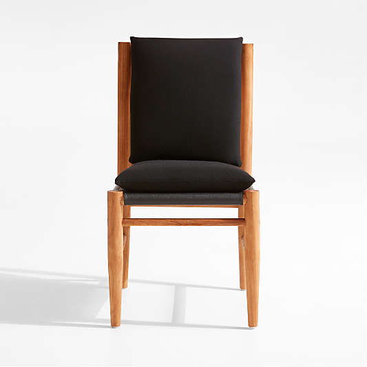 Shinola Mackinac Teak Outdoor Dining Chair with Black Cushion